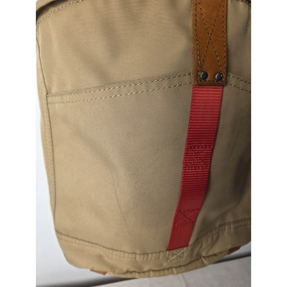 WILL LEATHER GOODS Backpack Tan Canvas Red leather Campus bag Laptop Sleeve